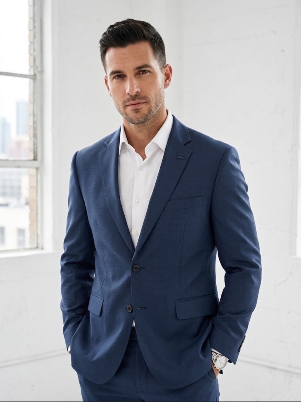 Peter Millar 100% Cotton, Navy Two-Button Suit Blazer